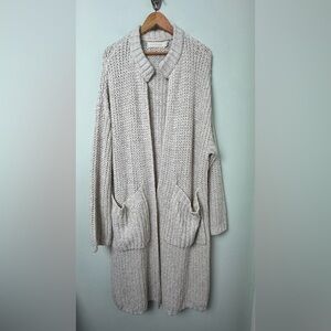 Happy x Nature Wool Alpaca Blend Long Cable Knit Cardigan Duster Open Front L/XL
